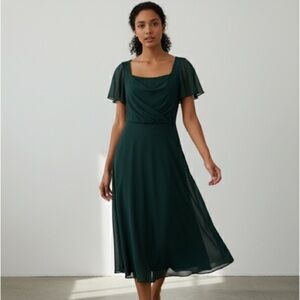 Vintage Jacques Vert forest green flowy midi wrap dress - size 8 (Medium)